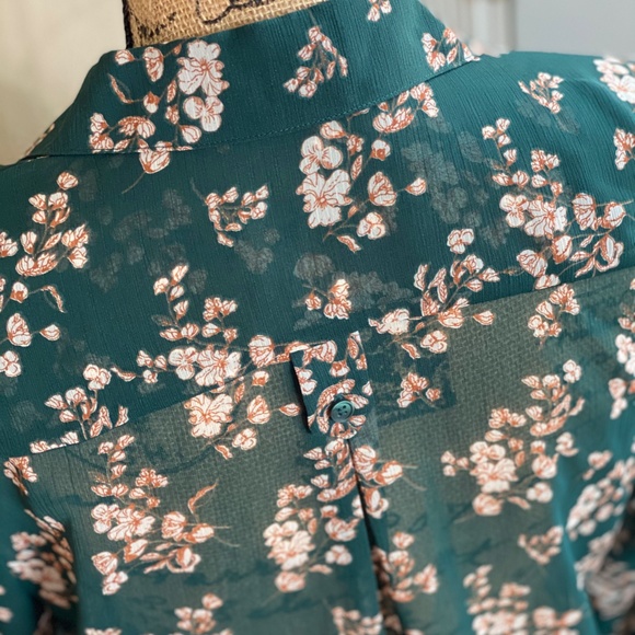 Pleione Small Sheer Green Floral Blouse - Picture 5 of 8